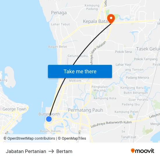 Jabatan Pertanian to Bertam map