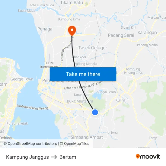 Kampung Janggus to Bertam map