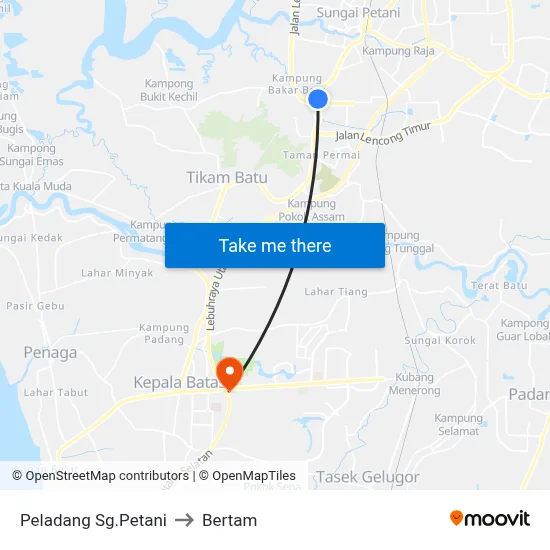 Peladang Sg.Petani to Bertam map