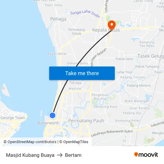 Masjid Kubang Buaya to Bertam map