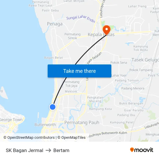 SK Bagan Jermal to Bertam map