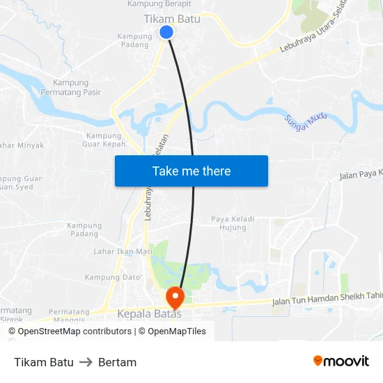Tikam Batu to Bertam map