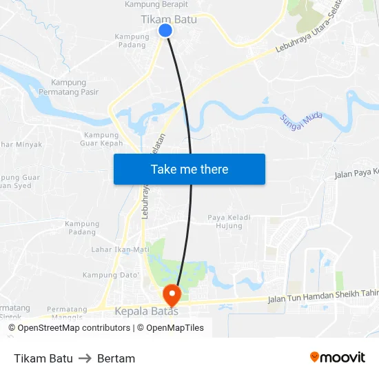 Tikam Batu to Bertam map