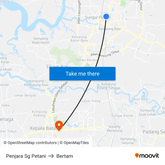 Penjara Sg Petani to Bertam map