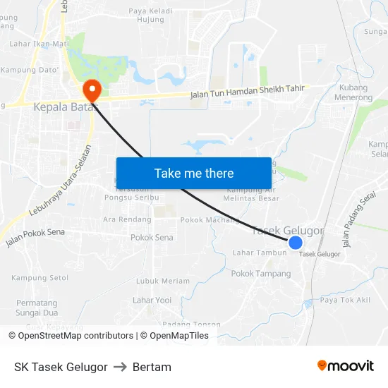 SK Tasek Gelugor to Bertam map