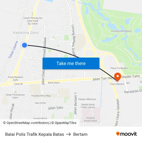 Balai Polis Trafik Kepala Batas to Bertam map