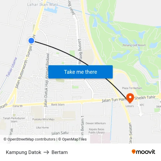 Kampung Datok to Bertam map