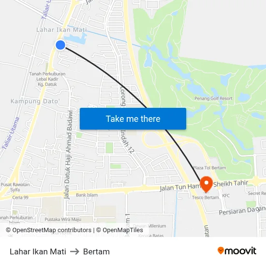 Lahar Ikan Mati to Bertam map