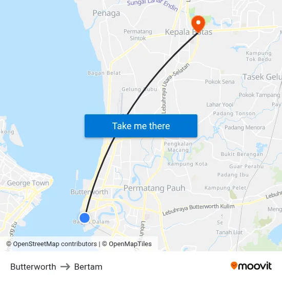 Butterworth to Bertam map