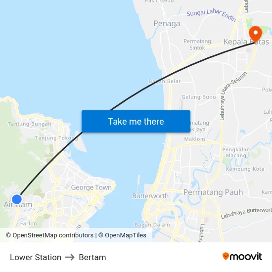 Lower Station to Bertam map