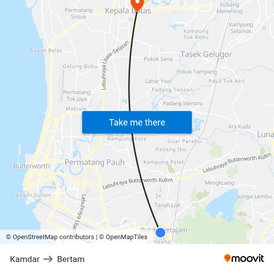 Kamdar to Bertam map