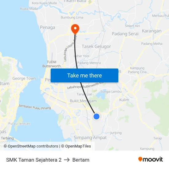 SMK Taman Sejahtera 2 to Bertam map