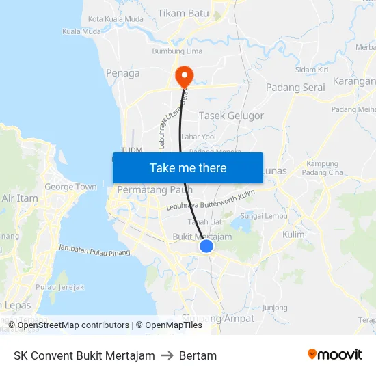 SK Convent Bukit Mertajam to Bertam map