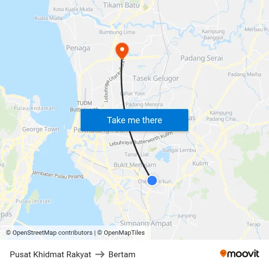 Pusat Khidmat Rakyat to Bertam map