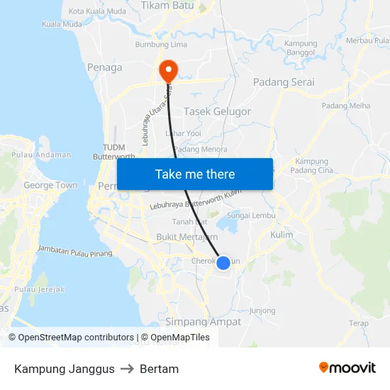 Kampung Janggus to Bertam map