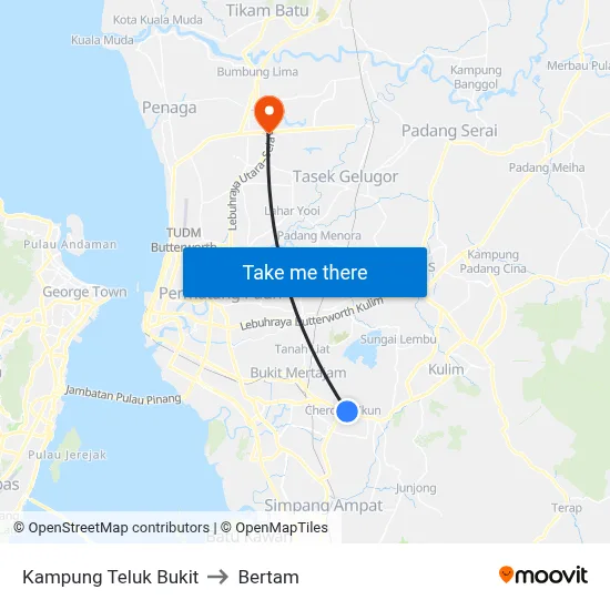 Kampung Teluk Bukit to Bertam map
