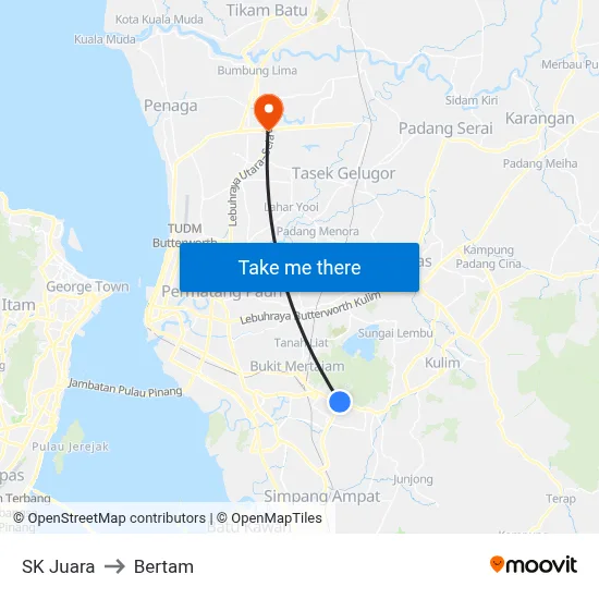 SK Juara to Bertam map