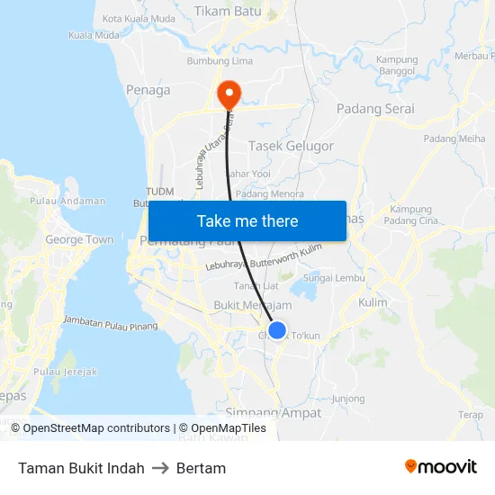 Taman Bukit Indah to Bertam map