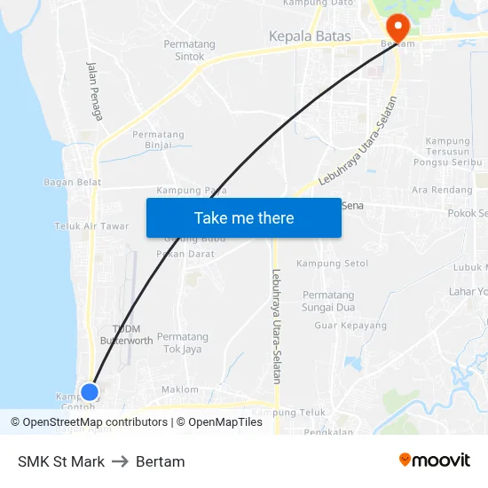 SMK St Mark to Bertam map