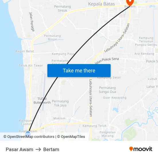 Pasar Awam to Bertam map