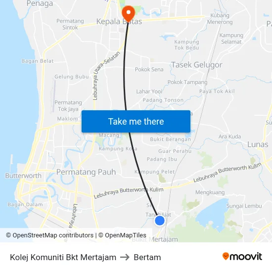 Kolej Komuniti Bkt Mertajam to Bertam map
