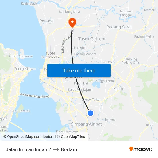 Jalan Impian Indah 2 to Bertam map