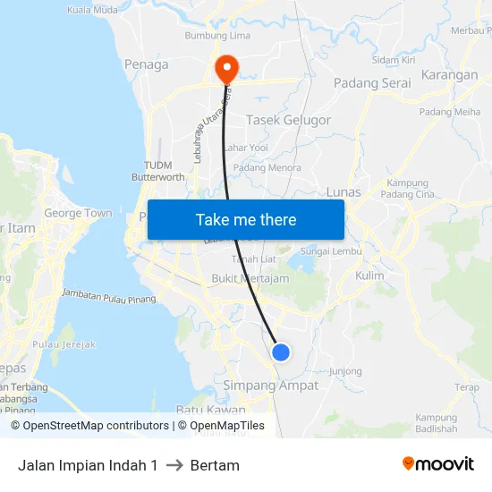 Jalan Impian Indah 1 to Bertam map