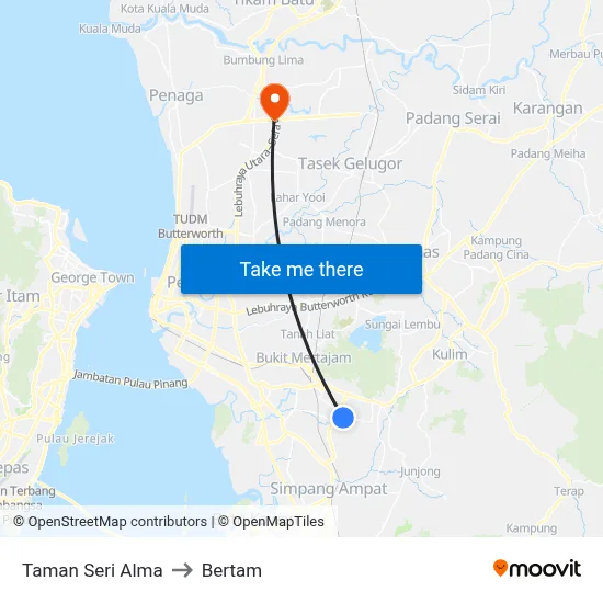 Taman Seri Alma to Bertam map