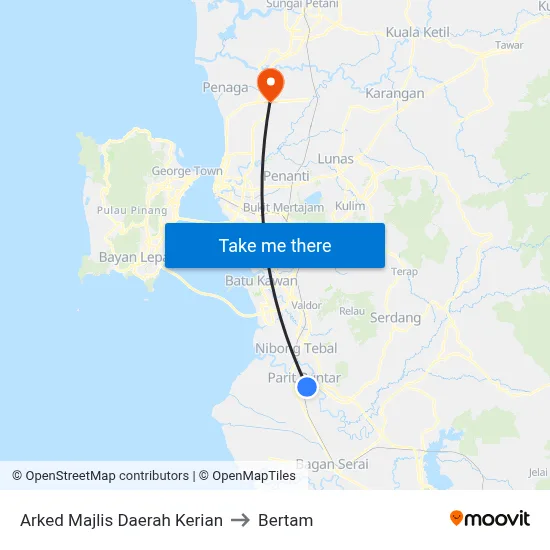 Arked Majlis Daerah Kerian to Bertam map