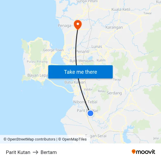 Parit Kutan to Bertam map