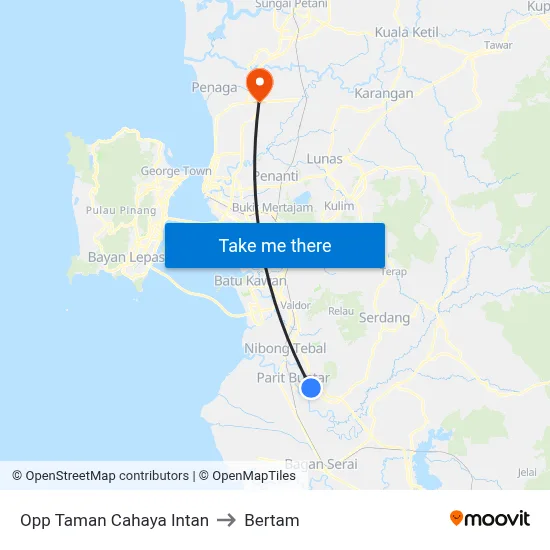 Opp Taman Cahaya Intan to Bertam map