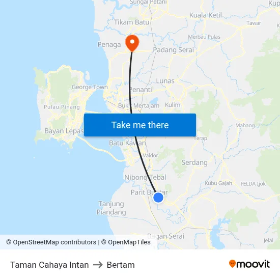 Taman Cahaya Intan to Bertam map