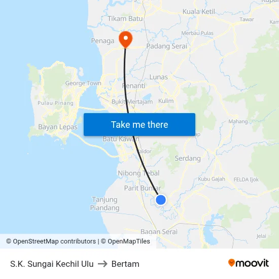 S.K. Sungai Kechil Ulu to Bertam map