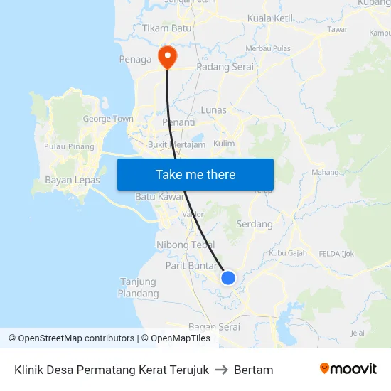 Klinik Desa Permatang Kerat Terujuk to Bertam map
