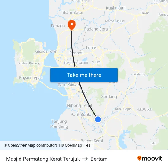 Masjid Permatang Kerat Terujuk to Bertam map