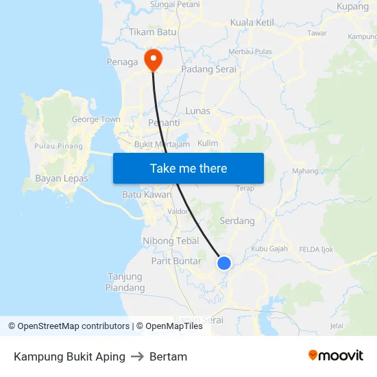 Kampung Bukit Aping to Bertam map