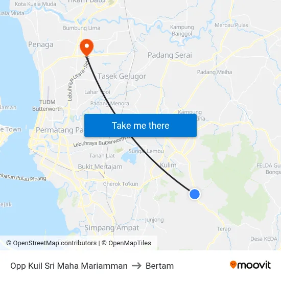 Opp Kuil Sri Maha Mariamman to Bertam map