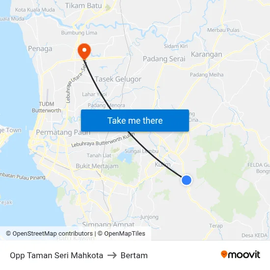 Opp Taman Seri Mahkota to Bertam map