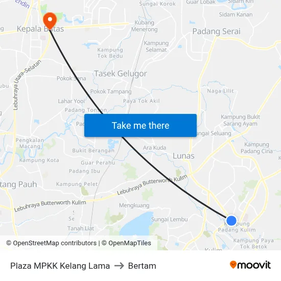 Plaza MPKK Kelang Lama to Bertam map