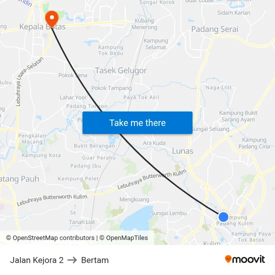 Jalan Kejora 2 to Bertam map