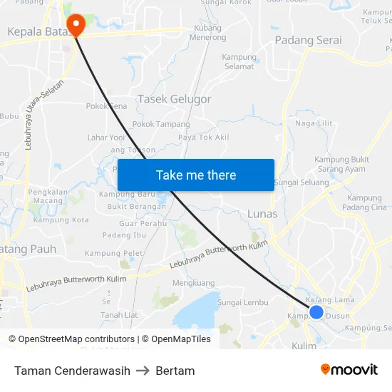 Taman Cenderawasih to Bertam map