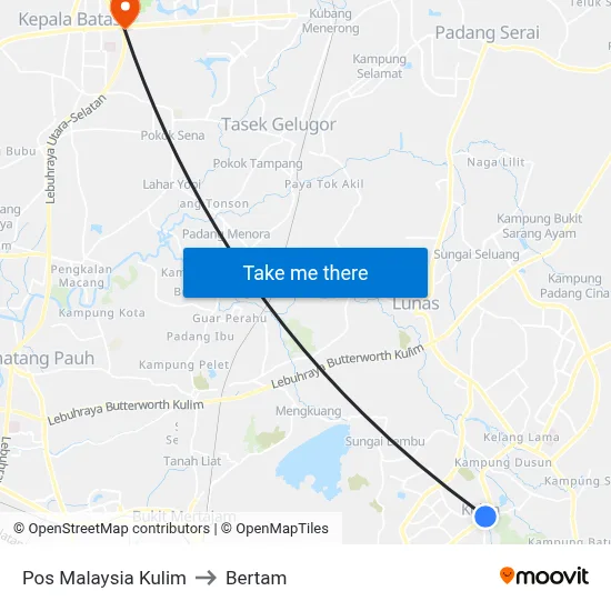 Pos Malaysia Kulim to Bertam map