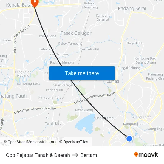 Opp Pejabat Tanah & Daerah to Bertam map