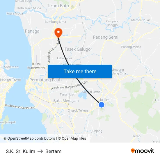 S.K. Sri Kulim to Bertam map