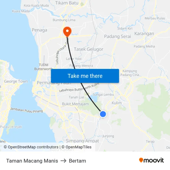 Taman Macang Manis to Bertam map