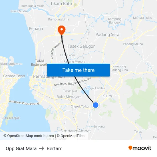 Opp Giat Mara to Bertam map