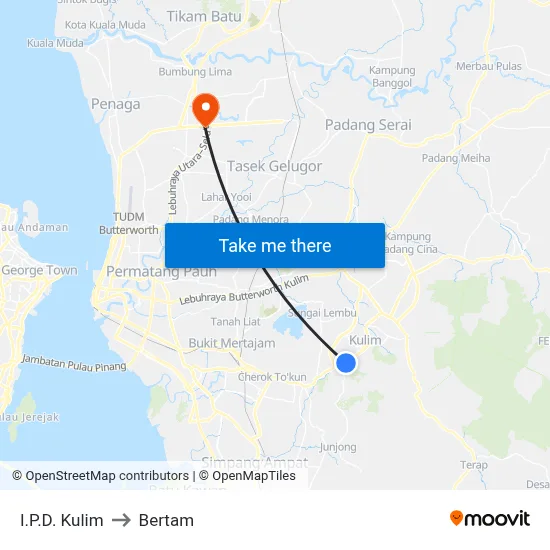 I.P.D. Kulim to Bertam map