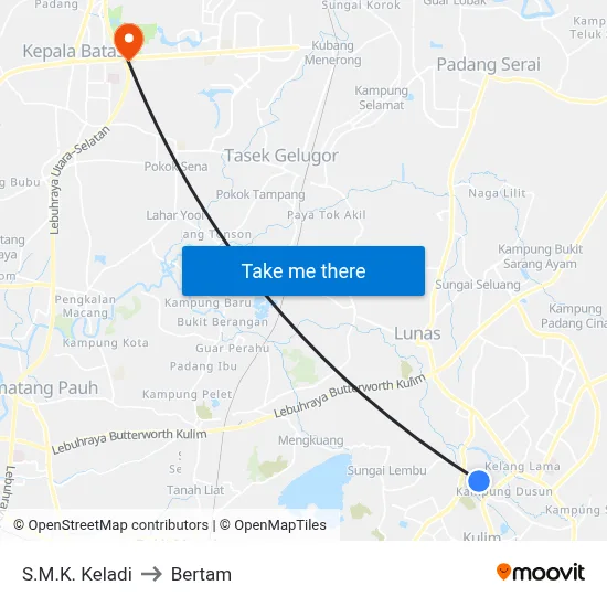 S.M.K. Keladi to Bertam map