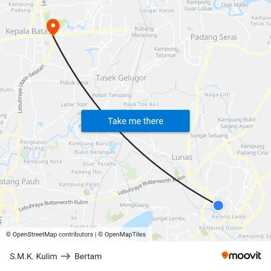 S.M.K. Kulim to Bertam map