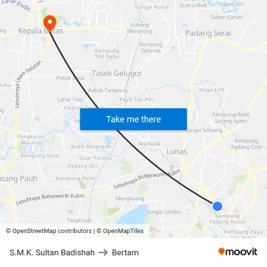 S.M.K. Sultan Badishah to Bertam map
